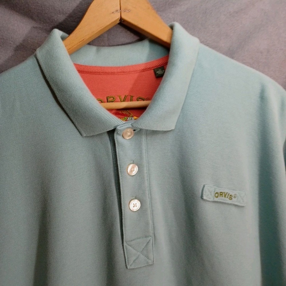 Vintage Orvis Shirt Mens Extra Large Pique Polo Fly Fishing Hunting Outdoor